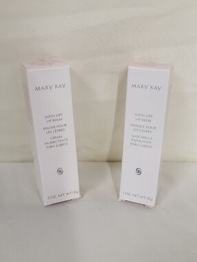 New Mary Kay Satin Lips Set 3oz Balm & 3oz Mask NIB 2-Step Lip Care Treatment